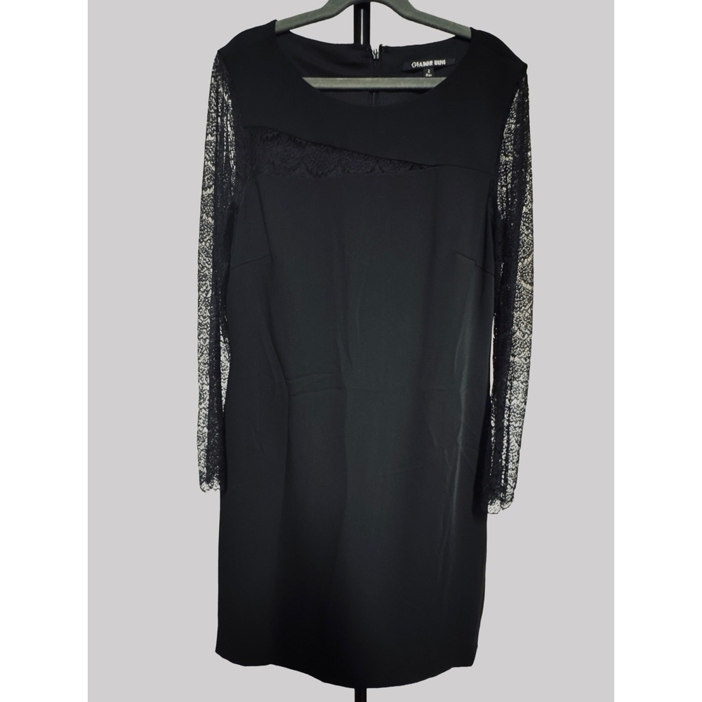 Gianni Bini Twilight Black Cocktail Dress Sheer Sleeve Sz 2 Party Dress Elegant
